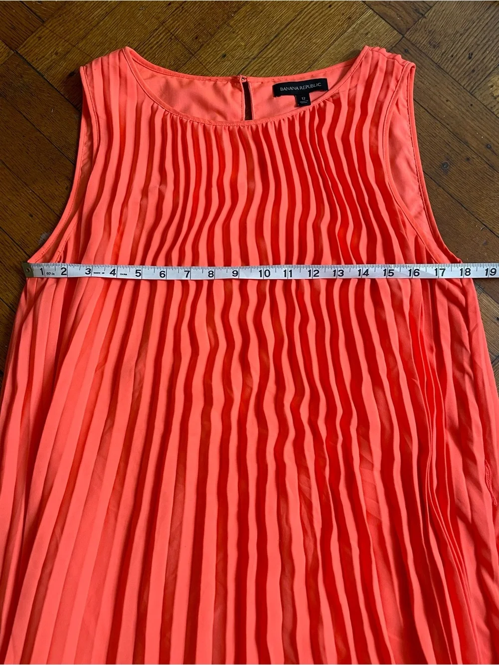 Banana Republic Coral Pleated Sleeveless Shift Dress Size 12 - Picture 11 of 15